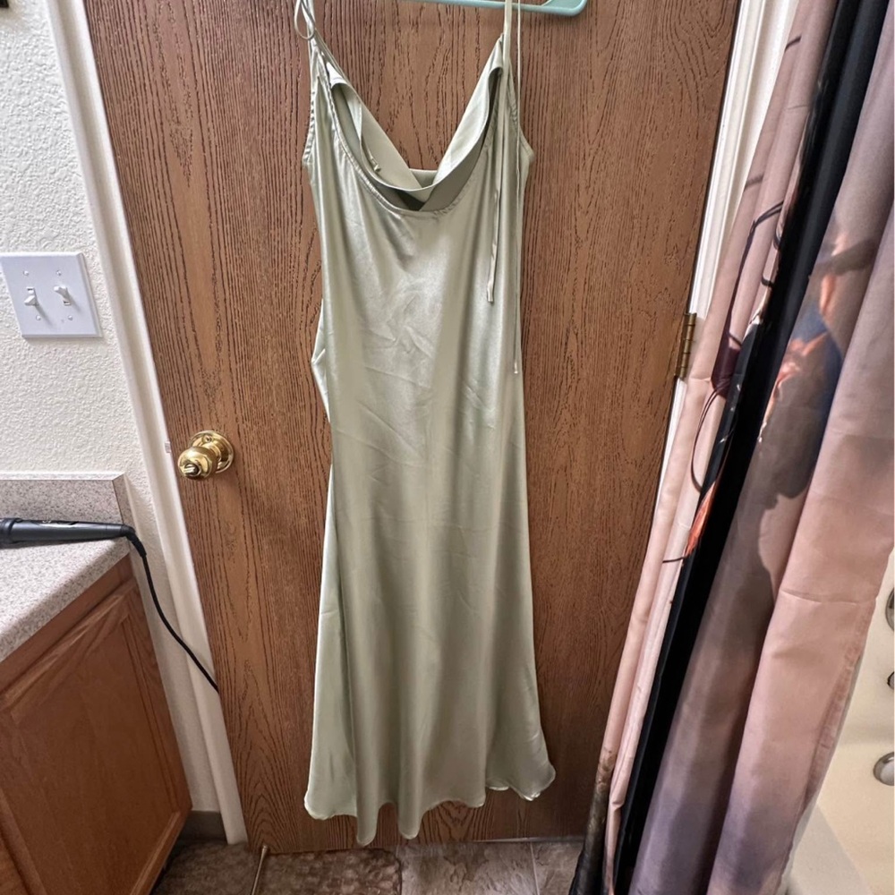 Bliss Green Cowl Neck Slip Dress